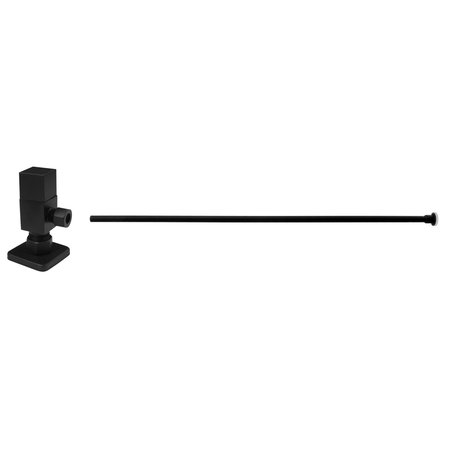 WESTBRASS Brass Toilet Kit 1/4-Turn Round Angle Stop 1/2" Copper x 3/8" Comp in Matte Black D105QST-62
